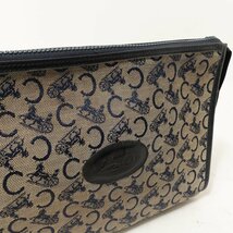 【1円スタート】CELINE セリーヌ Cマカダム クラッチバッグ ポーチ セカンドバッグ 馬車 ネイビー キャンバス レザー ファスナー開閉 鞄_画像6