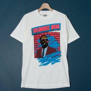 【1円スタート】メール便○ 新品 wildwood productions THELONIOUS MONN セロニアスモンク 半袖Tシャツ 綿 ジャズ 白 ホワイト M USA製