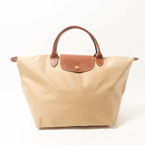 LONGCHAMP ロンシャン ル プリアージュ トートバッグ ベージュ ブラウン レザー ナイロン レディース 手さげ シンプル きれいめ カジュアル