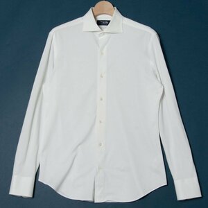 メール便◯ Maker's Shirt KAMAKURA メーカーズシャツ鎌倉 サイズM シャツ 長袖 ニットコットン混 白/ホワイト 無地 メンズ 春夏 トップス