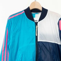 adidas アディダス ナイロンジャケット 薄手 ブルゾン ジップアップ Lサイズ ナイロン100% マルチカラー スポーツウェア カジュアル_画像3