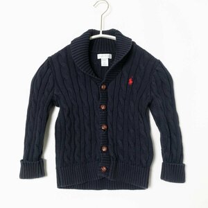 Ralph Lauren ラルフローレン キッズ ニットカーディガン 羽織 24M 綿100% コットン ネイビー 紺 アメカジ カジュアル