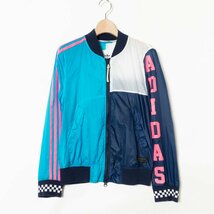 adidas アディダス ナイロンジャケット 薄手 ブルゾン ジップアップ Lサイズ ナイロン100% マルチカラー スポーツウェア カジュアル_画像1