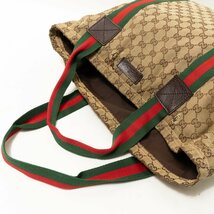 【1円スタート】GUCCI グッチ イタリア製 189669 GGキャンバス シェリーライン トートバッグ 肩掛け ブラウン キャンバス レザー 鞄_画像7