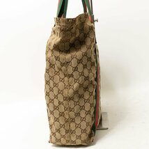 【1円スタート】GUCCI グッチ イタリア製 189669 GGキャンバス シェリーライン トートバッグ 肩掛け ブラウン キャンバス レザー 鞄_画像3