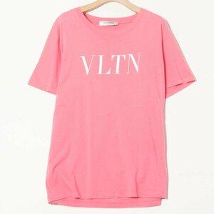 【1円スタート】メール便○ VALENTINO ヴァレンティノ VLTN クルーネックTシャツ 半袖カットソー 綿 ハイブランド ピンク M イタリア製