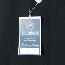 【1円スタート】新品 タグ付き Le Minor ルミノア 後ボタン膝丈ワンピース ノーカラー 麻100％ かわいい 春夏 ネイビー 紺 38 日本製 無地_画像5