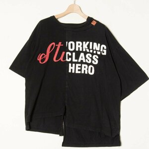 【1円スタート】MAISON MIHARA YASUHIRO ミハラヤスヒロ アシンメトリー半袖カットソー Tシャツ トップス 綿100％ ブラック 黒 48 日本製