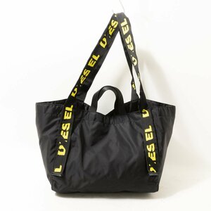DIESEL ナイロン ハンドバッグ ディーゼル ショルダー 大容量 軽い ロゴ スポーツ 鞄 ママバッグ ジム トレーニング 鞄 黒 ブラック 黄色