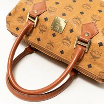 【1円スタート】MCM エムシーエム ヴィセトス柄 ボストンバッグ ハンドバッグ 手提げ コニャック モノグラム キャンバス レザー_画像7