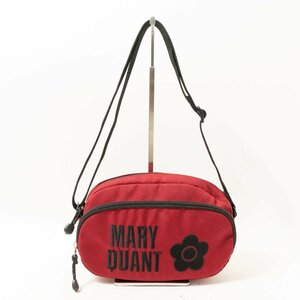 MARY QUANT ショルダーバッグ 斜め掛け マリークワント ロゴ ナイロン 鞄 黒 赤 ボルドー ミニバッグ スポーツ ボディバッグ