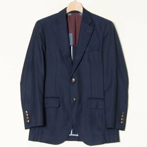 【1円スタート】HACKETT LONDON ハケットロンドン シングルジャケット 2ボタン 背抜き ウール100％ トラッド 春夏 ネイビー 紺 44R