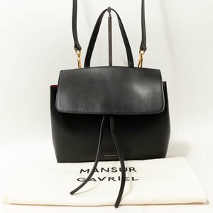 【1円スタート】Mansur Gavriel マンサー・ガブリエル イタリア製 2way ショルダーバッグ ハンドバッグ 婦人鞄 ブラック フラップ レザー