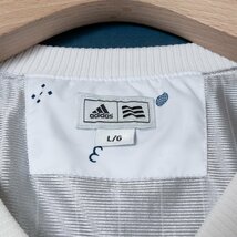 adidas golf アディダス ゴルフ 蓄熱 Vネック ブルゾン 総柄 カットソー Lサイズ ポリエステル100% ホワイト 白 スポーツウェア カジュアル_画像2