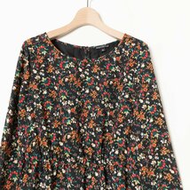 J.Crew Mercantile ジェイクルー マーカンタイル 花柄 ワンピース ラップ 薄手 シアースリーブ 6 ポリエステル ブラック 綺麗め フェミニン_画像3