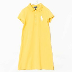 POLO RALPH LAUREN ポロワンピース ポロ ラルフローレン イエロー系 子供 ビッグポニー フレンチスリーブ 綿98％ 夏物 M 8-10 130cm相当