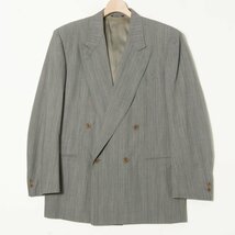 イタリア製 CANALI カナーリ サイズ50R ダブル ジャケット 総裏 ビークドラペル ウール100％ ストライプ 灰色/グレー メンズ フォーマル_画像1