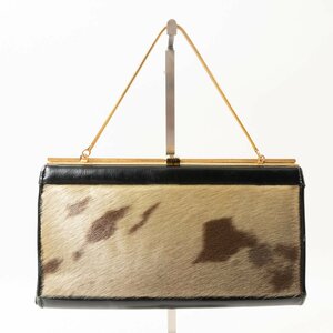  Canada made seal s gold .... fur 2WAY clutch bag handbag Brown black black Gold lady's Vintage bag bag 