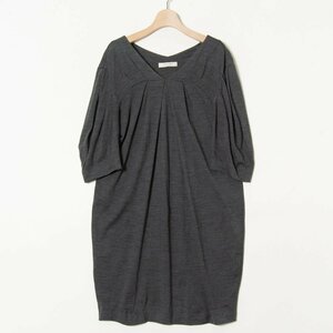 ADORE Adore V neck la gran 5 part sleeve wool 100% One-piece gray grey 38 lady's woman woman adult simple plain beautiful .