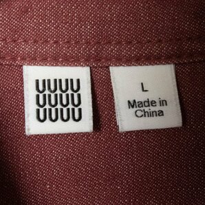 Uniqlo U ユニクロ ユー シャツワンピース ボルドー ワインレッド 長袖 ポケット L ボタンダウン 綿100％ コットン 差し色 カジュアル 女性の画像2