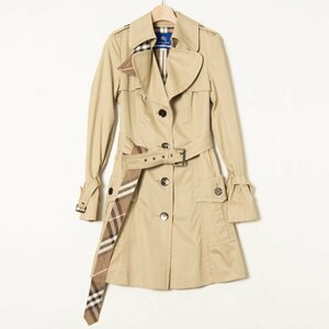 【1円スタート】BURBERRY BLUE LABEL バーバリーブルーレーベル トレンチコート アウター 綿100％ シングル ロゴ釦 ベージュ 40 春秋