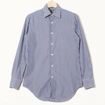 メール便◯ Maker's Shirt 鎌倉シャツ 長袖 ワイドカラー ストライプ コットン100％ 青/ブルー メンズ カジュアル 紳士 フォーマル 春夏_画像1