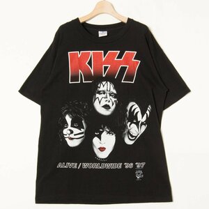 【1円スタート】メール便○ USA製 PYRAMID KISS ALIVE/WORLDWIDE '96 '97 キス 半袖 バンドTシャツ ヴィンテージ ROCK 黒 ブラック L