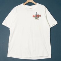 メール便◯ USA製 HARD ROCK CAFE ラスベガス ハードロックカフェ サイズL 半袖 Tシャツ プルオーバー クルーネック プリント 白/ホワイト_画像1