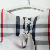 メール便◯ BURBERRY バーバリー 子供服 キッズ フレンチスリーブワンピース 長袖 チェック 白×ネイビー 80 綿100 スモッキング刺繍 春夏_画像8