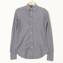 メール便◯ POLO RALPH LAUREN ポロラルフローレン サイズXS 長袖 シャツ コットン100％ ストライプ ストレッチ 紺/ネイビー メンズ 春夏_画像1