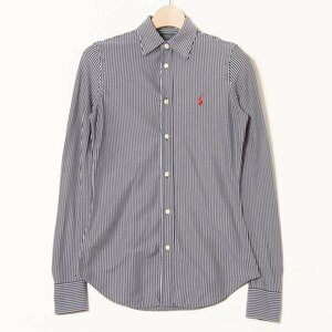 メール便◯ POLO RALPH LAUREN ポロラルフローレン サイズXS 長袖 シャツ コットン100％ ストライプ ストレッチ 紺/ネイビー メンズ 春夏