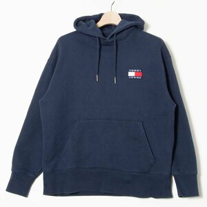 TOMMY JEANS トミージーンズ サイズM プルオーバー パーカー フーディ 紺/ネイビー コットン100％ 肉厚 メンズ カジュアル シンプル 古着