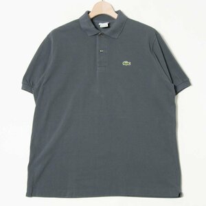 メール便◯ LACOSTE ラコステ サイズ5 半袖 プルオーバー ポロシャツ ワンポイントロゴ ワッペン 灰色/グレー コットン100％ メンズ 春夏