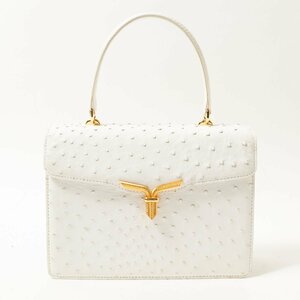  Ostrich страус кожа ручная сумочка в наличии сумка белый серия Gold металлические принадлежности retro elegance женский отображать бирка нет No-brand 