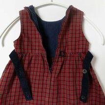 メール便◯ familiar ファミリア 子供服 キッズ ノースリーブワンピース 80cm チェック 赤 レッド 女の子 春 秋冬 カジュアル 刺繍 厚手_画像6