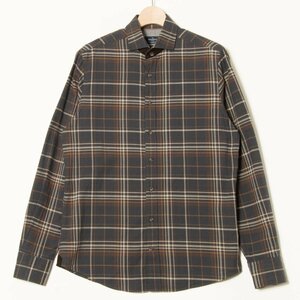 メール便◯ HACKETT LONDON ハケットロンドン サイズM 長袖 シャツ チェック柄 チャコール系 コットン100％ メンズ カジュアル トップス