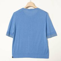 【1円スタート】メール便○ Paul Smith BLACK ポールスミス クルーネック半袖カーディガン ニット レーヨン綿絹 春夏 サックス 青 M_画像2