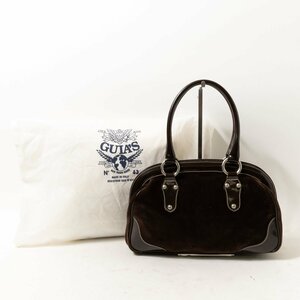 GUIA'S グイアス ショルダーバッグ 肩掛け鞄 イタリア製 ベルベット素材 ブラウン 茶系 カジュアル キレイめ レディース 婦人 女性 bag