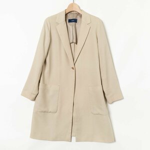 SHIPS Ships Chesterfield coat long coat outer outer garment feather woven plain 36 Tria sete-to beige beautiful . casual 