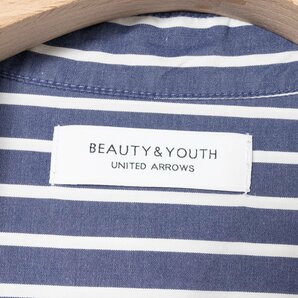 BEAUTY&YOUTH UNITED ARROWS 七分袖シャツワンピース ビューティ＆ユース ブルー ストライプ カジュアル ロング丈 綿 コットン100％ 日本製の画像2