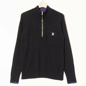 【1円スタート】23区 HOMME ハーフジップ長袖セーター ニット トップス ウール100％ きれいめカジュアル 秋冬 ネイビー 紺 48 メンズ