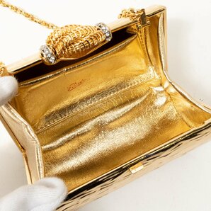 【1円スタート】RODO ロド イタリア製 チェーン ミニショルダーバック 婦人鞄 パーティバッグ ゴールド メタル ゴールド金具 ストーンの画像8