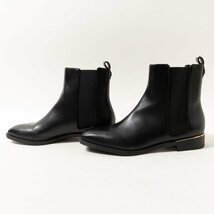 CHARLES & KEITH チャールズ＆キース テクスチャード チェルシーブーツ チャンキーヒール スクエア 91680100 24.5cm 合成皮革 ブラック 黒_画像7