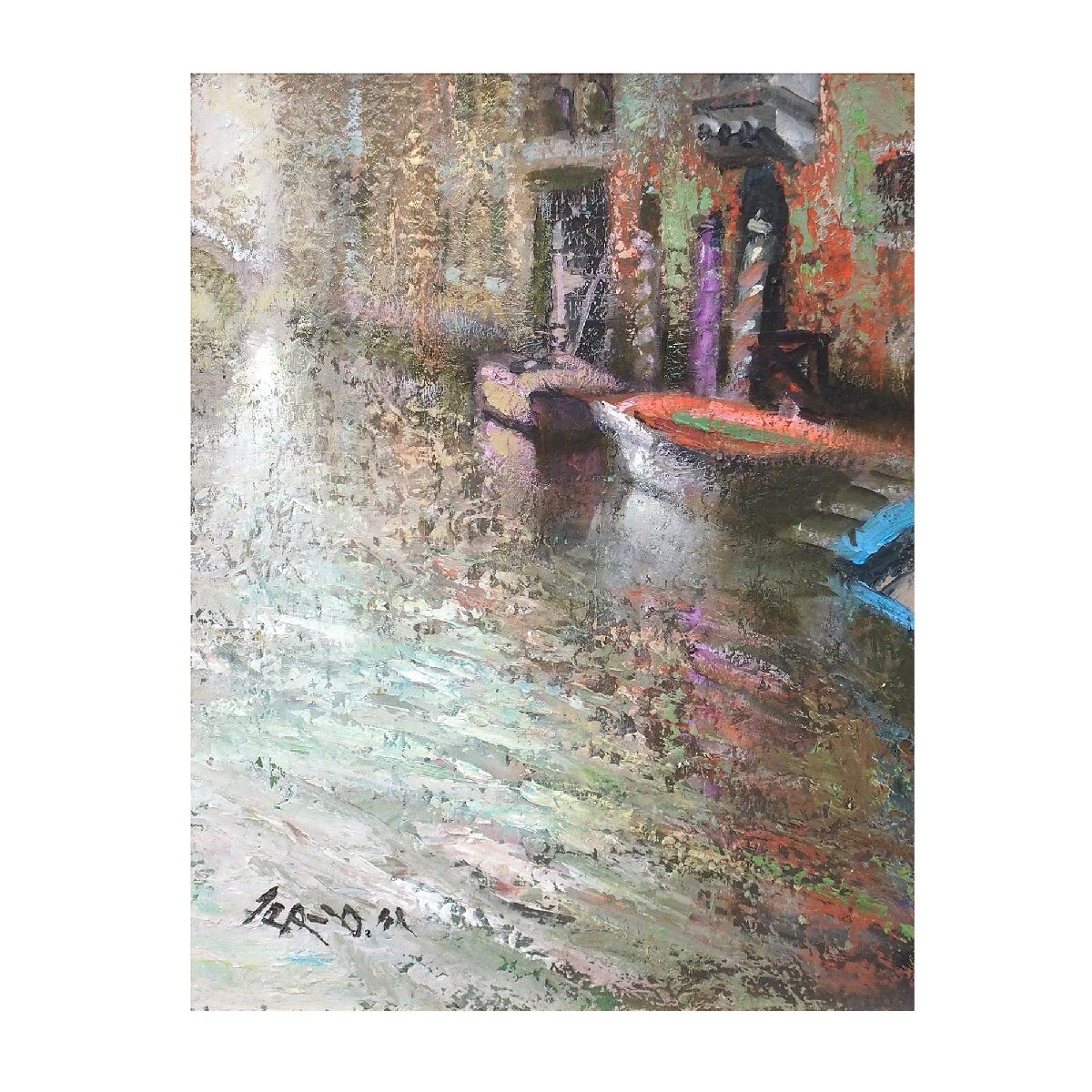 Teruo Miyake Rotes Boot / Öl auf Leinwand Nr. 6 / Produziert 1997 / Auf der Oberfläche des Gemäldes sind leichte Risse vorhanden., Dies ist ein poetisches Ölgemälde/Authentizität garantiert/ENCHANTE, Malerei, Ölgemälde, Natur, Landschaftsmalerei