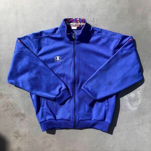 90s Champion products ビンテージ 刺繍ロゴ ジャージ トラックジャケット Oサイズ XL ブルー系 日本製