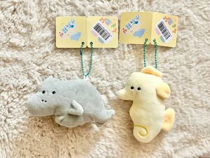 【タグ付き非売品セット】つぶらな瞳の水族館　マスコット　ジュゴン　タツノオトシゴ　ぬいぐるみ　キーホルダー　まとめ売り