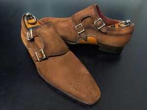 美品 マグナーニ 40 Magnanni オパンケ製法 ダブルモンクスエード ブラウン ドレスシューズ 8260