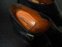 極美品 使用僅か サントーニ 7 Santoni シングルモンク メダリオン ソフトドレスシューズ 黒 箱付 8397_画像2