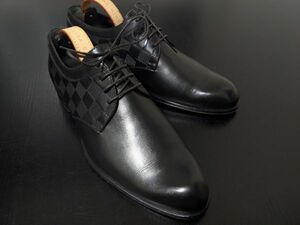 極美品 使用僅か ヴィトン 5.5M LOUIS VUITTON ♯ST1112 カウンターダミエ プレーントゥ ドレスシューズ 黒 8401