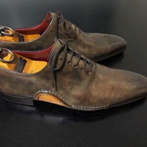 美品 マグナーニ 39 Magnanni オパンケ製法 ホールカット アンティークブラウンドレスシューズ 8384の画像7